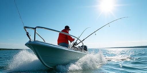 Angler casting from a flats boat on Long Island Sound for bluefish